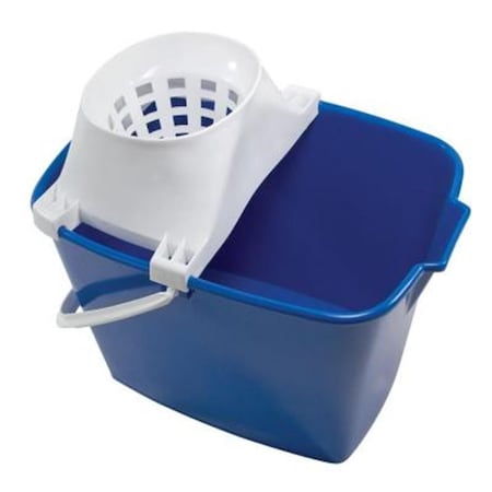 Emsco Group Rectangular Mop Bucket With Mop Twister- 15 Quart 6572